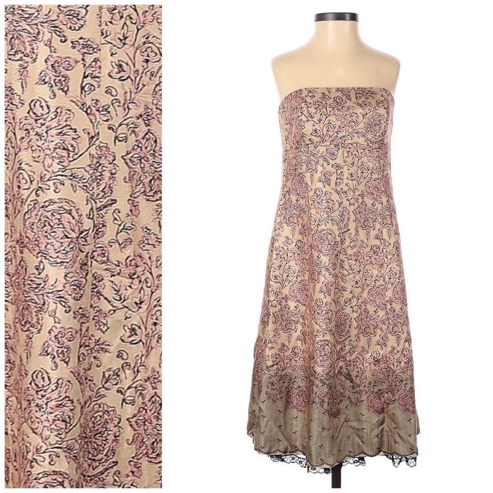 Ideology 100% SILK strapless midi dress
